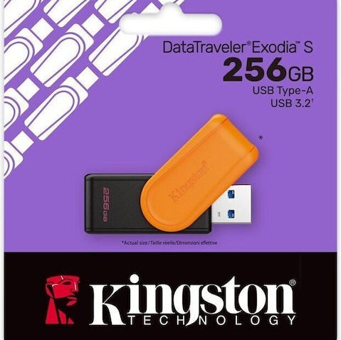 Kingston Datatraveler Exodia S 256GB USB 3.2 Stick Μαύρο
