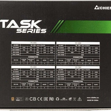 Chieftec Task Series 400W Μαύρο Τροφοδοτικό Υπολογιστή Full Wired 80 Plus Bronze