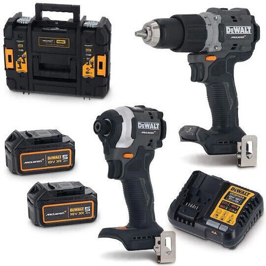 Dewalt Σετ Κρουστικό Δραπανοκατσάβιδο & Παλμικό Κατσαβίδι 18V με 2 Μπαταρίες 4Ah και Θήκη