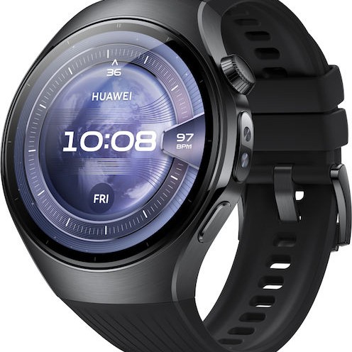 Huawei Watch 5 Stainless Steel 46mm Αδιάβροχο με eSIM και Παλμογράφο (Μαύρο)