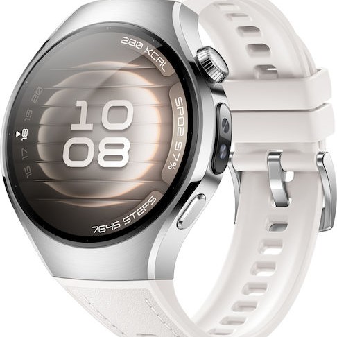Huawei Watch 5 Stainless Steel 42mm Αδιάβροχο με eSIM και Παλμογράφο (Λευκό)