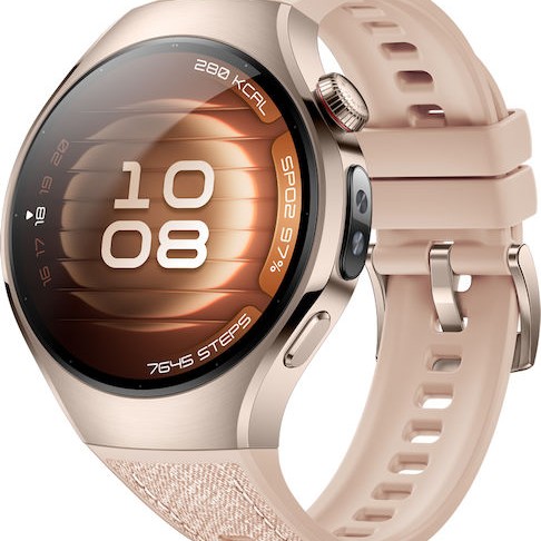 Huawei Watch 5 Stainless Steel 42mm Αδιάβροχο με eSIM και Παλμογράφο (Μπεζ)