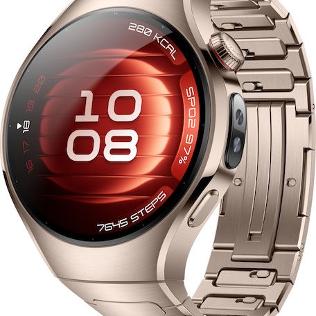 Huawei Watch 5 Stainless Steel 42mm Αδιάβροχο με eSIM και Παλμογράφο (Sand gold)