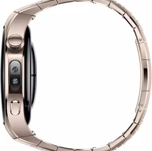 Huawei Watch 5 Stainless Steel 42mm Αδιάβροχο με eSIM και Παλμογράφο (Sand gold)