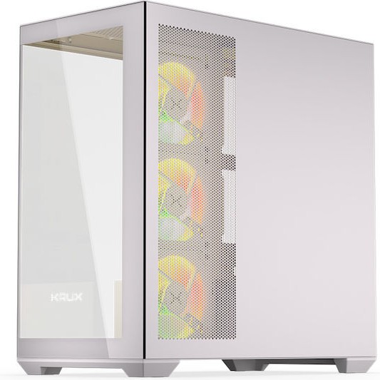 Krux Exo Gaming Midi Tower Κουτί Υπολογιστή με Πλαϊνό Παράθυρο και ARGB Φωτισμό Λευκό