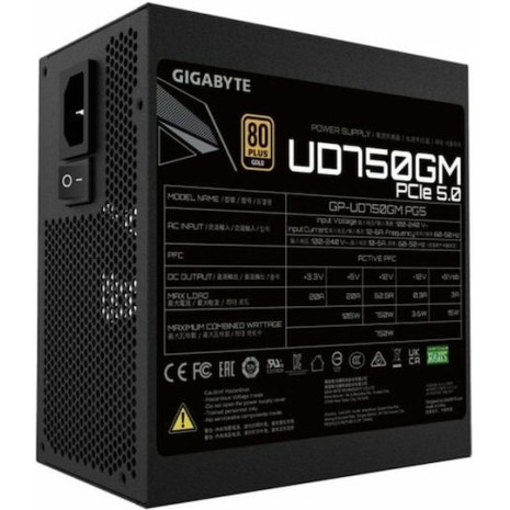 Gigabyte UD750GM rev. 1.0 750W Μαύρο Τροφοδοτικό Υπολογιστή Full Modular 80 Plus Gold
