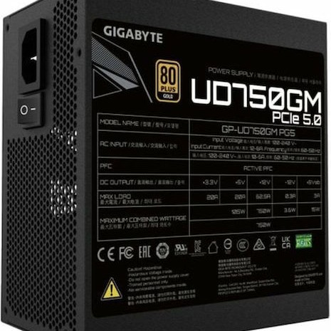 Gigabyte UD750GM rev. 1.0 750W Μαύρο Τροφοδοτικό Υπολογιστή Full Modular 80 Plus Gold