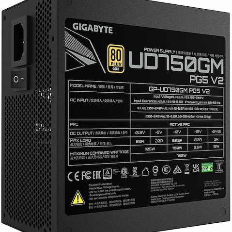 Gigabyte UD750GM PG5 rev. 2.0 750W Μαύρο Τροφοδοτικό Υπολογιστή Full Modular 80 Plus Gold