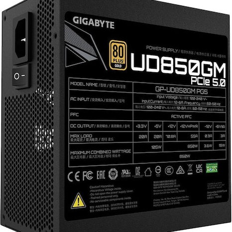 Gigabyte GP-UD850GM PG5 rev. 1.0 850W Μαύρο Τροφοδοτικό Υπολογιστή Full Modular 80 Plus Gold