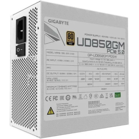 Gigabyte UD850GM PG5W 850W Λευκό Τροφοδοτικό Υπολογιστή Full Modular 80 Plus Gold