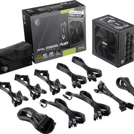 MSI MAG A1250GL 1250W Μαύρο Τροφοδοτικό Υπολογιστή Full Modular 80 Plus Gold