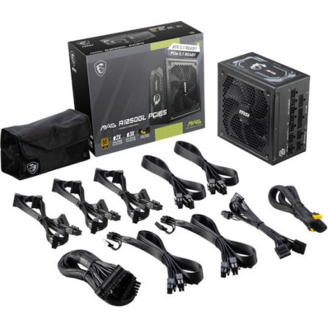 MSI MAG A1250GL 1250W Μαύρο Τροφοδοτικό Υπολογιστή Full Modular 80 Plus Gold