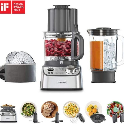Kenwood Multipro Xl Weigh+ Πολυμίξερ 1000W με Κάδο 3lt και Κανάτα Μπλέντερ Ασημί