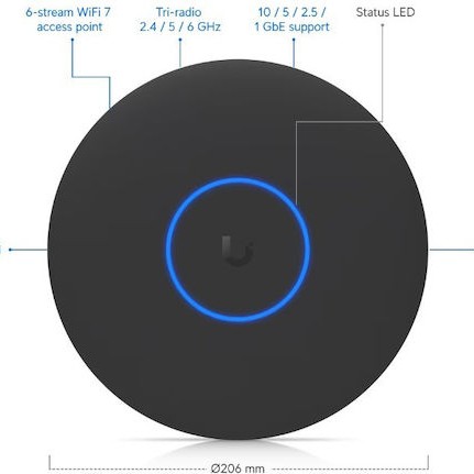 Ubiquiti U7-Pro-XG Access Point Wi‑Fi 7 Tri Band (2.4 & 5 & 6GHz) Μαύρο