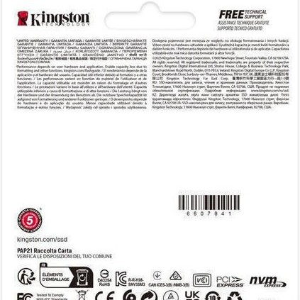 Kingston NV3 SSD 500GB M.2 NVMe PCI Express 4.0