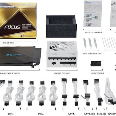 Seasonic Focus GX-1000 1000W Λευκό Τροφοδοτικό Υπολογιστή Full Modular 80 Plus Gold