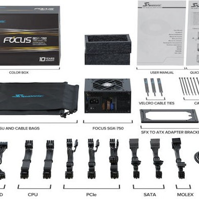 Seasonic Focus SGX 750 750W Μαύρο Τροφοδοτικό Υπολογιστή Full Modular 80 Plus Gold