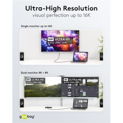 Goobay USB 3.0 Cable USB-C male - USB-C / DisplayPort 240W Μαύρο 1.2m (74376)