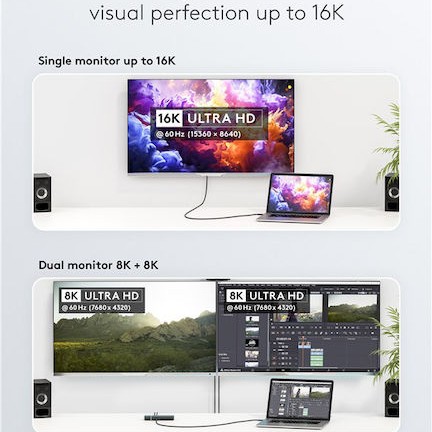 Goobay USB 3.0 Cable USB-C male - USB-C / DisplayPort 240W Μαύρο 1.2m (74376)