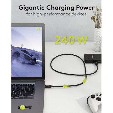 Goobay USB 3.0 Cable USB-C male - USB-C / DisplayPort 240W Μαύρο 1.2m (74376)