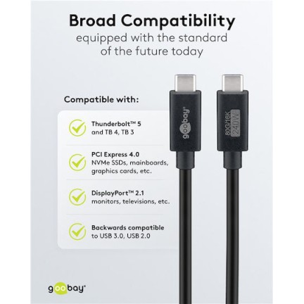 Goobay USB 3.0 Cable USB-C male - USB-C / DisplayPort 240W Μαύρο 1.2m (74376)