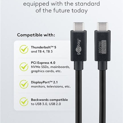 Goobay USB 3.0 Cable USB-C male - USB-C / DisplayPort 240W Μαύρο 1.2m (74376)