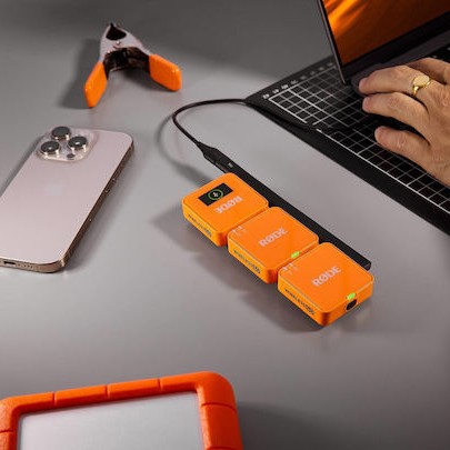 Rode Wireless GO Gen3 Ασύρματο Πυκνωτικό Μικρόφωνο Πέτου, Clip On Δημοσιογραφικό σε Πορτοκαλί Χρώμα