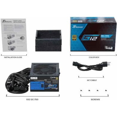 Seasonic G12 GC 750W Μαύρο Τροφοδοτικό Υπολογιστή Full Wired 80 Plus Gold