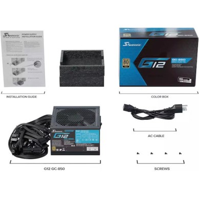 Seasonic G12 GC 850W Μαύρο Τροφοδοτικό Υπολογιστή Full Wired 80 Plus Gold