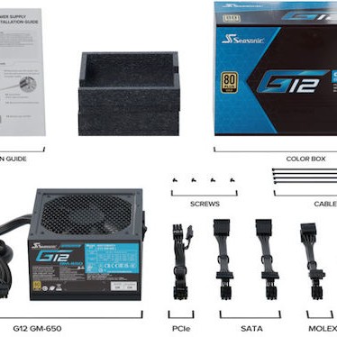 Seasonic G12 GM 650W Μαύρο Τροφοδοτικό Υπολογιστή Semi Modular 80 Plus Gold