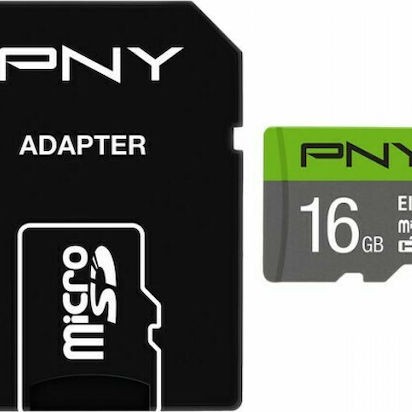 PNY Elite microSDHC 16GB Class 10 U1 UHS-I με αντάπτορα