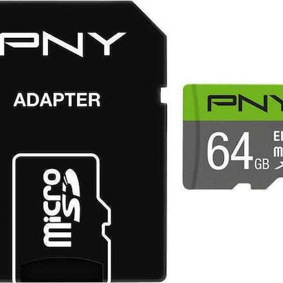 PNY Elite microSDXC 64GB Class 10 U1 UHS-I με αντάπτορα