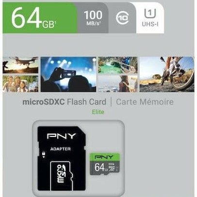 PNY Elite microSDXC 64GB Class 10 U1 UHS-I με αντάπτορα