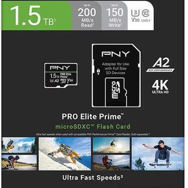PNY microSDXC 1.5TB Class 10 U3 V30 A2 UHS-I με αντάπτορα
