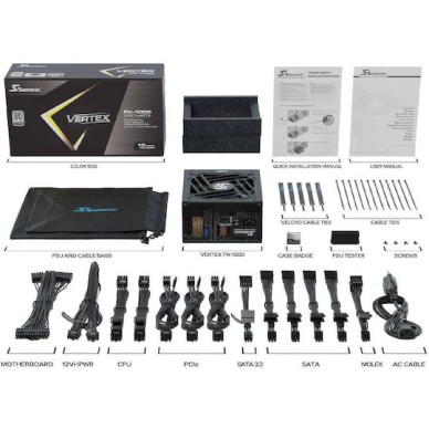 Seasonic VERTEX PX 1000W Μαύρο Τροφοδοτικό Υπολογιστή Full Modular 80 Plus Platinum