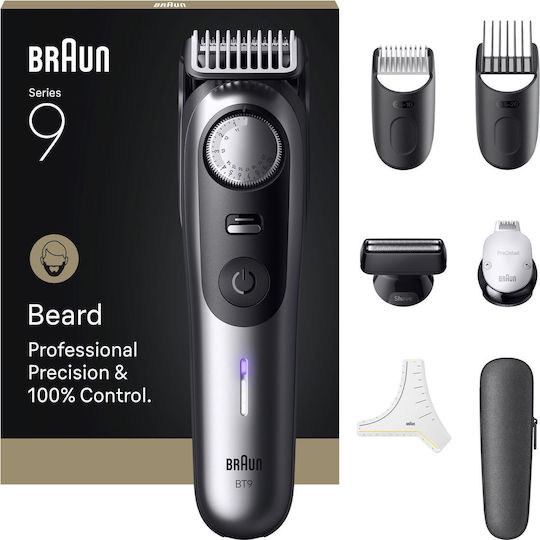 Braun Series 9 Επαναφορτιζόμενη Κουρευτική Μηχανή Ασημί BT9520