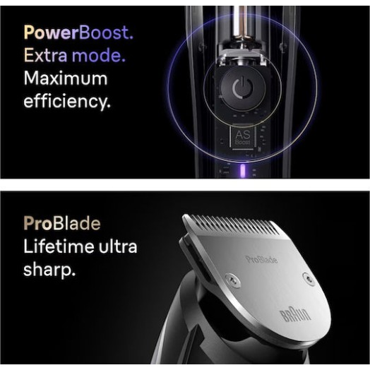 Braun Series 9 Επαναφορτιζόμενη Κουρευτική Μηχανή Ασημί BT9520