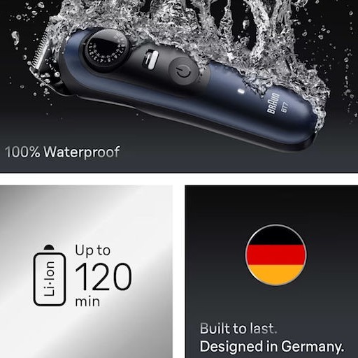 Braun Series 7 Επαναφορτιζόμενη Κουρευτική Μηχανή Μπλε BT7520