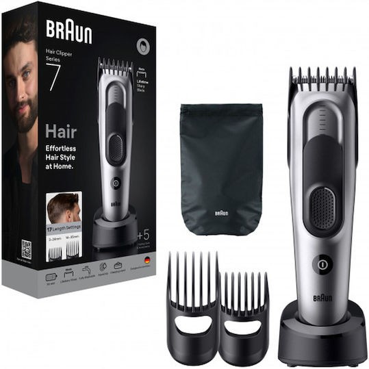 Braun Series 7 Επαναφορτιζόμενη Κουρευτική Μηχανή Γκρι HC7590
