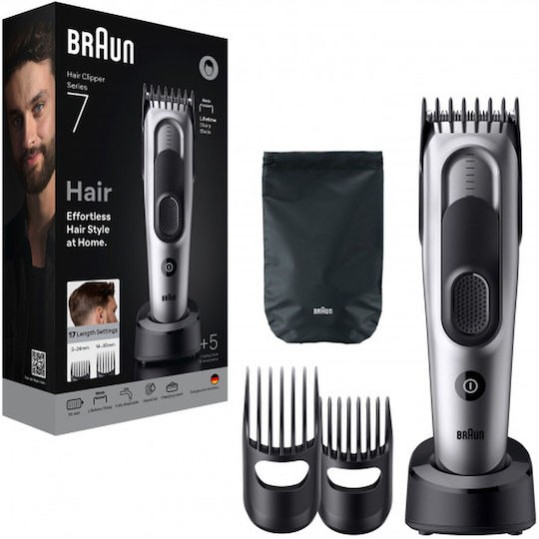Braun Series 7 Επαναφορτιζόμενη Κουρευτική Μηχανή Γκρι HC7590
