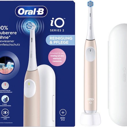 Oral-B iO Series 2 Ηλεκτρική Οδοντόβουρτσα με Αισθητήρα Πίεσης και Θήκη Ταξιδίου Calm Pink