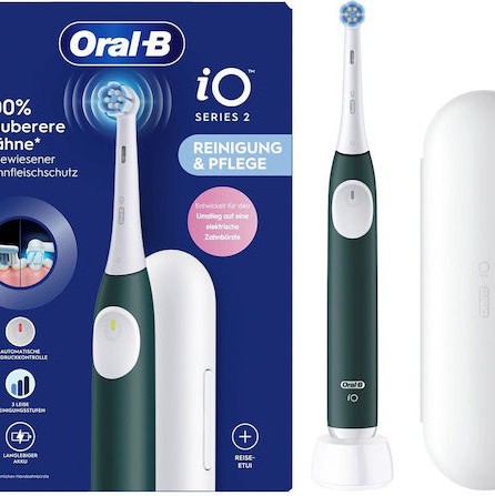 Oral-B iO Series 2 Ηλεκτρική Οδοντόβουρτσα με Αισθητήρα Πίεσης και Θήκη Ταξιδίου Forest Green