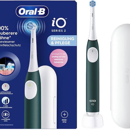 Oral-B iO Series 2 Ηλεκτρική Οδοντόβουρτσα με Αισθητήρα Πίεσης και Θήκη Ταξιδίου Forest Green