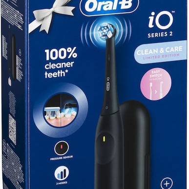 Oral-B iO Series 2 Ηλεκτρική Οδοντόβουρτσα με Αισθητήρα Πίεσης και Θήκη Ταξιδίου Μαύρη