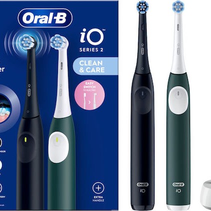 Oral-B iO Series 2 Ηλεκτρική Οδοντόβουρτσα με Αισθητήρα Πίεσης και Θήκη Ταξιδίου Night Black / Forest Green