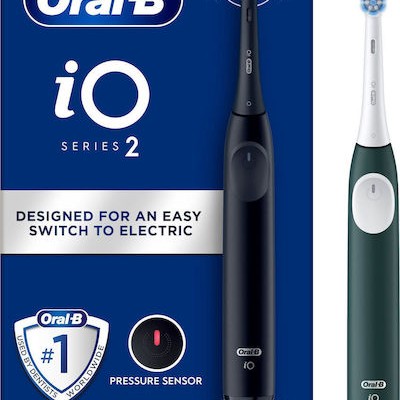 Oral-B iO Series 2 Ηλεκτρική Οδοντόβουρτσα με Αισθητήρα Πίεσης και Θήκη Ταξιδίου Night Black / Forest Green