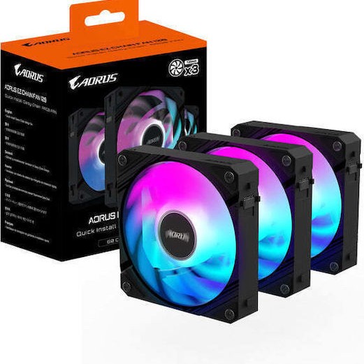 Gigabyte Aorus EZ Chain Fan 120 Case Fan με ARGB Φωτισμό 3τμχ