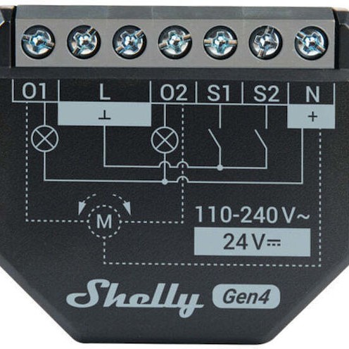 Shelly 2PM Gen4 Smart Switch 2 Καναλιών Wi-Fi, Bluetooth, ZigBee & RF 10A