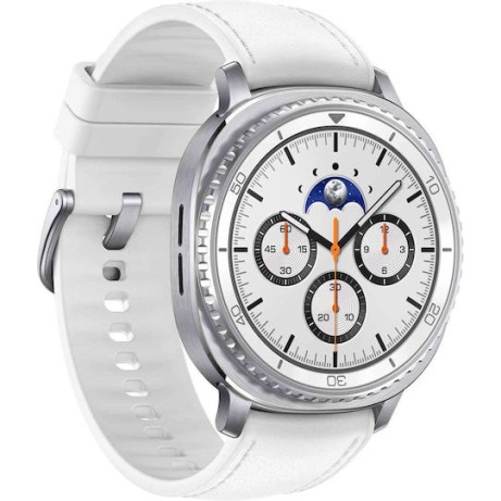 Samsung Galaxy Watch8 Classic LTE Stainless Steel 46mm Αδιάβροχο με eSIM και Παλμογράφο (Λευκό)