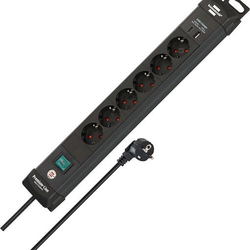 Brennenstuhl Premium Line Πολύπριζο Ασφαλείας 6 Θέσεων με Διακόπτη και Καλώδιο 3m